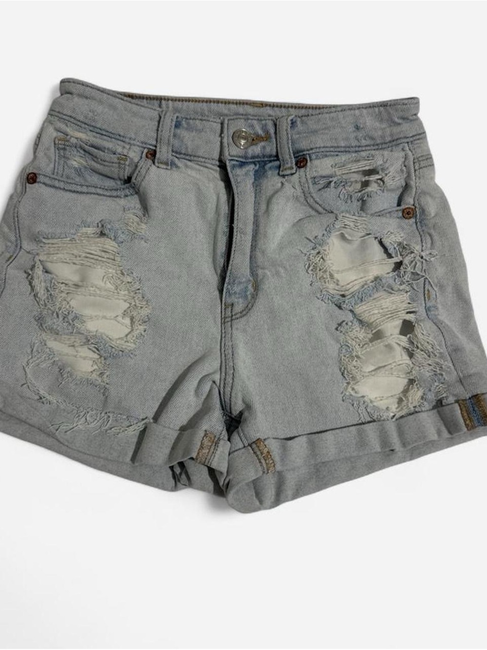 American Eagle Outfitters Light Blue Distressed Denim Shorts